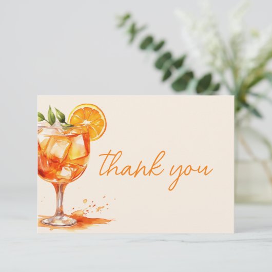 Liefde op het Eerste Spritz Sinaasappel Bruidsfees Bedankkaart (Staand voorkant)