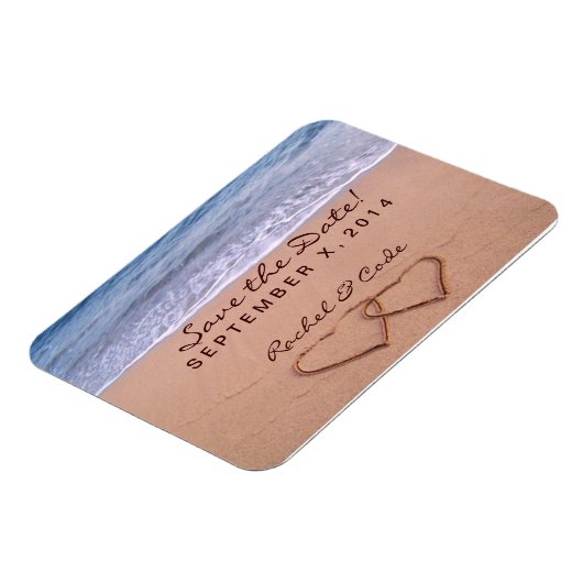Liefde op het strand sparen de datum magneet (Linkerzijde)