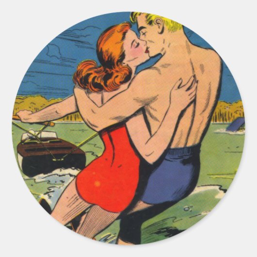 Liefde op ski's ronde sticker (Voorkant)