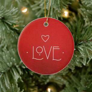 LIEFDE Ornament, MET GEPERSONALISEERDE BOODSCHAP O Keramisch Ornament