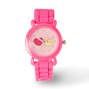 Liefde over brood, schattig eten Cartoon Horloge