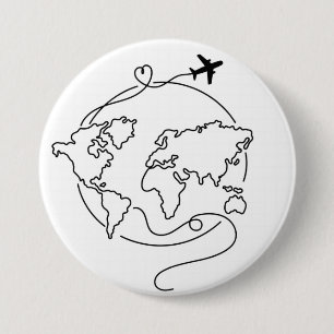 🌍 Liefde over de hele wereld ✈️ Ronde Button 7,6 Cm