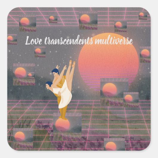 Liefde overstijgt multiversum vierkante sticker (Voorkant)