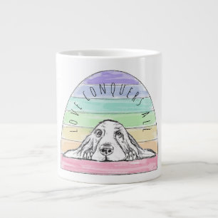 liefde overwint alles hond regenboog basset hound extra grote beker
