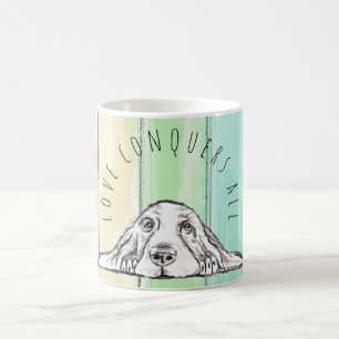 liefde overwint alles hond regenboog basset hound  koffiemok