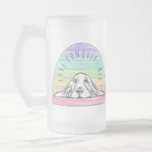 liefde overwint alles hond regenboog basset hound matglas bierpul