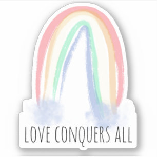 liefde overwint alles regenboog aquarel verf eenvo sticker