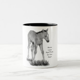 Liefde paarden: Hoofdrukken op je hart: Potlood Tweekleurige Koffiemok