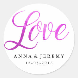 Liefde Paarse Waterverf Bruiloft Sticker