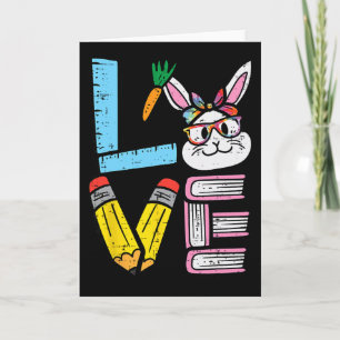 Liefde Paashaas Leraar Schattig Konijn Lente Schoo Kaart