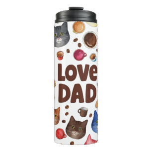 Liefde Papa Katten en Koffie Patroon Thermosbeker