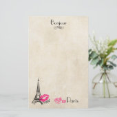 Liefde Parijs met Eiffeltoren op perkament textuur Briefpapier (Staand voorkant)