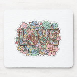 Liefde Pastel Bloemige Retro Typografie Muismat