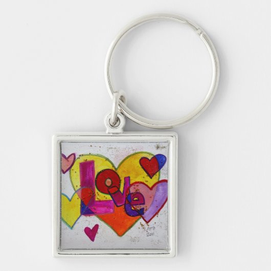 Liefde Patchwork Harten Glitter Schilderen Sleutel Sleutelhanger (Voorkant)