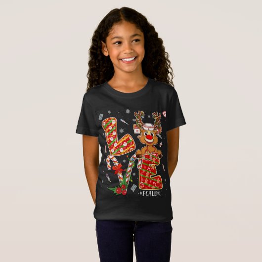 Liefde PCA Leven Kerstmis Bijpassende Pyjama Verpl T-shirt (Voorkant volledig)