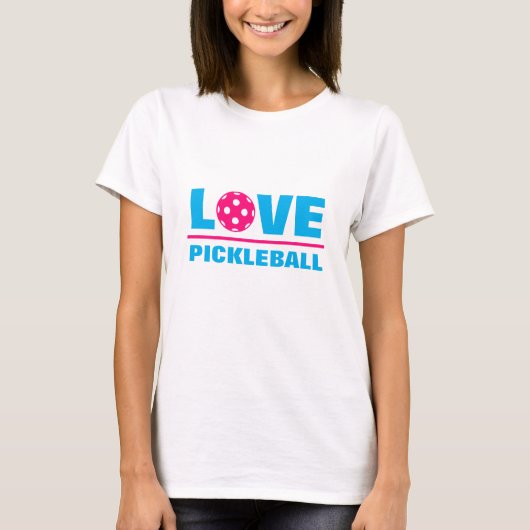 Liefde Pickleball wit sport t shirt voor vrouwen (Voorkant)
