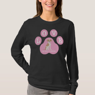 Liefde Pit Bull Terrier in roze poot T-shirt