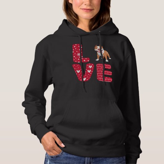Liefde Pitbull Valentijnsdag Hoodie (Voorkant)