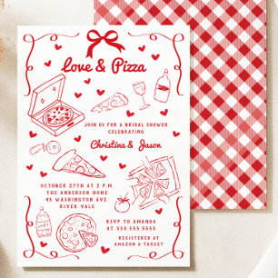 Liefde & Pizza Bruids Douche Uitnodiging