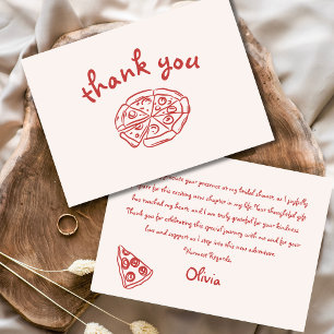 Liefde & Pizza Italiaans Handgetekend Rood Bruidsf Bedankkaart