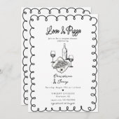 Liefde & Pizza | Whimsical  Koppel Bruiloft Kaart (Voorkant / Achterkant)