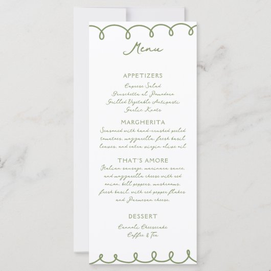 Liefde & Pizza | Whimsisch Menu (Voorkant)