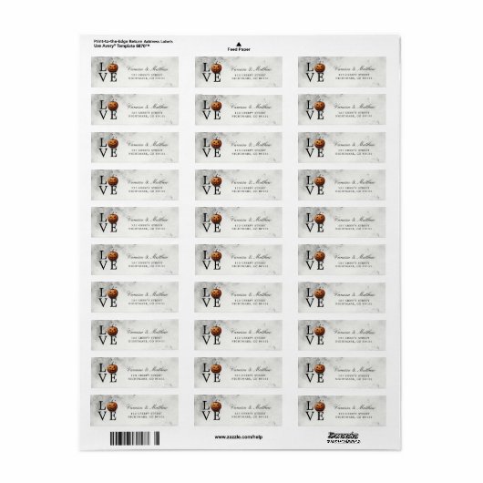 Liefde pompoen bruiloft etiket (Full Sheet)