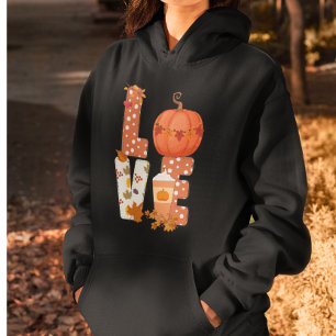 Liefde pompoenen, Schattigee herfstbladeren en pom Hoodie