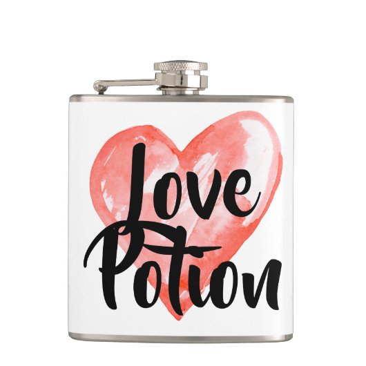 Liefde potion-kolf met hart. heupfles (Voorkant)
