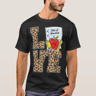 Liefde Pre K Leraar Waardering Luipaard Terug Naar T-shirt
