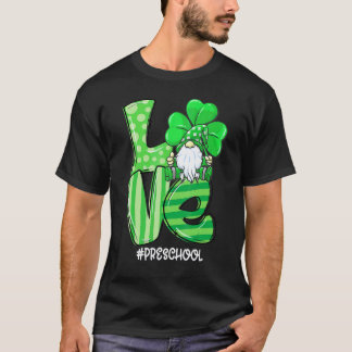 Liefde Preschool Gnome Gelukkige St. Patrick's Dag T-shirt