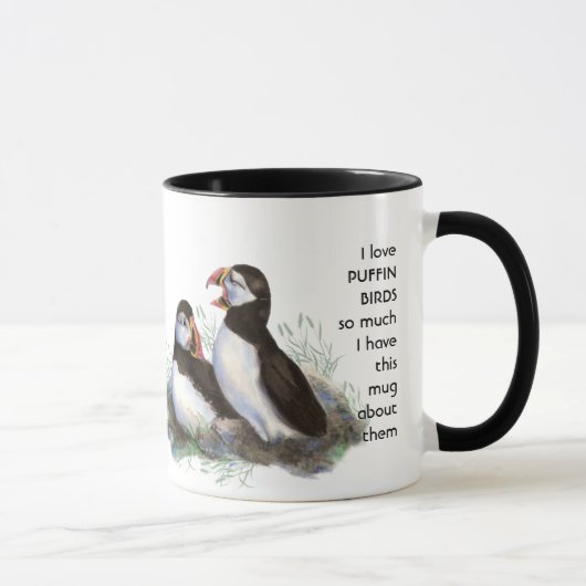 Liefde PUFFIN BIRDS zo veel als ik het citaat heb Mok (Rechts)