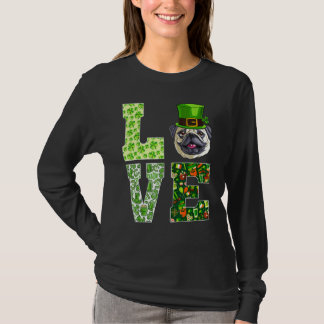 Liefde Pug St Patrick's Day Grappige Hond T-shirt