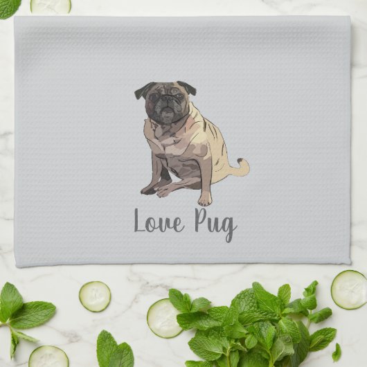 Liefde Pug Theedoek (Gevouwen)
