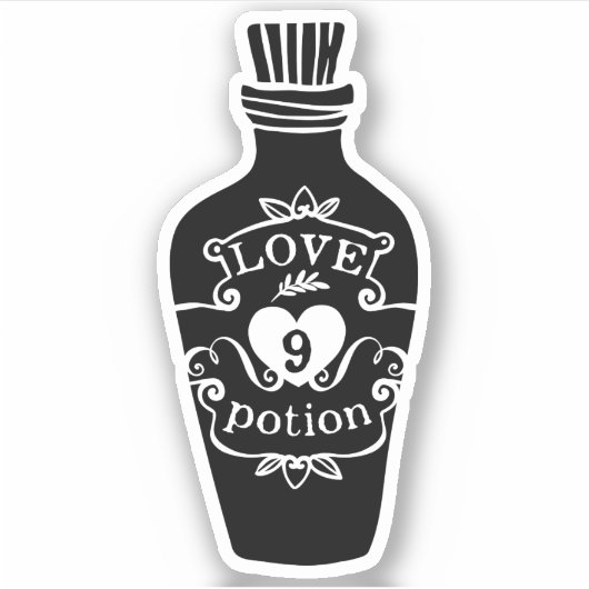 Liefde punt 9 flesje zwart grafisch sticker (Voorkant)