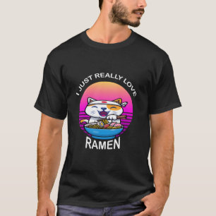 Liefde Ra Japanse Noedels Kawaii Anime Kat T-shirt