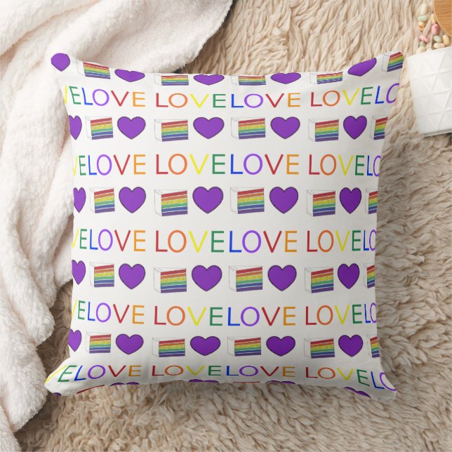 LIEFDE Rainbow Cake Slice Paarse Heart Pride LGBT Kussen (Deken)