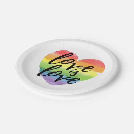 Liefde | Rainbow Waterverf Heart Papieren Bordje (Gekanteld)