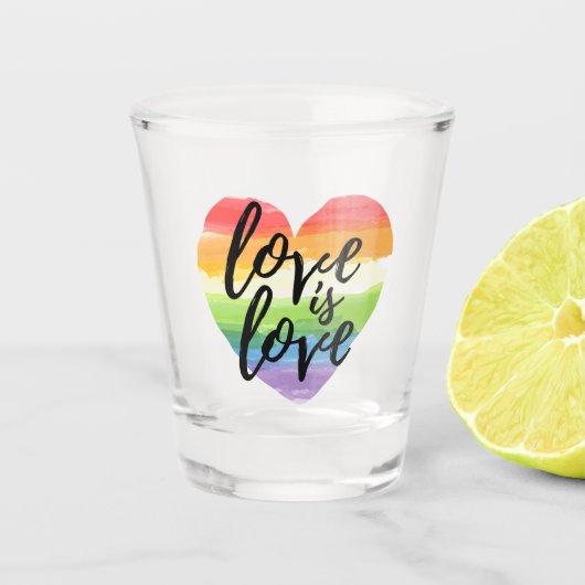 Liefde | Rainbow Waterverf Heart Shot Glas (Voorkant)