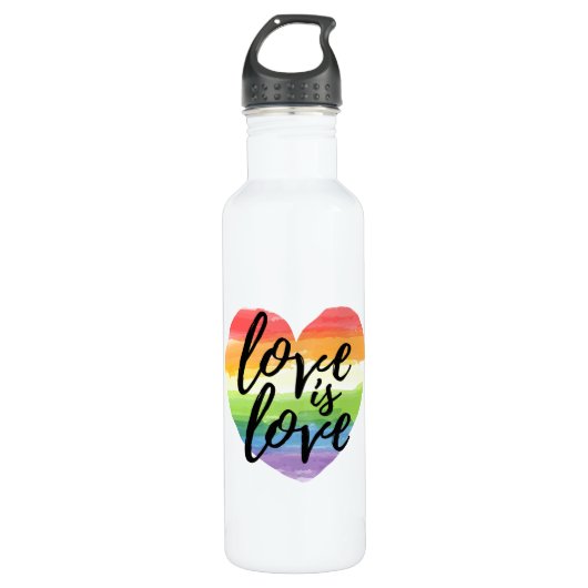 Liefde | Rainbow Waterverf Heart Waterfles (Voorkant)