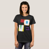 Liefde regenboog 6 kleuren Modern Letter Art Desig T-shirt (Voorkant volledig)