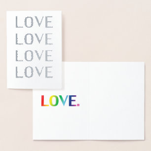 Liefde regenboog kleuren typografie modern folie kaarten