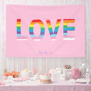 LIEFDE Regenboog LGBTQIA Vlag, Pride Letter Roze Spandoek