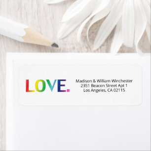 Liefde regenboog typografie LGBTQ trots modern cus Etiket