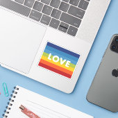 Liefde regenboog vlag sticker (Laptop met iPhone)