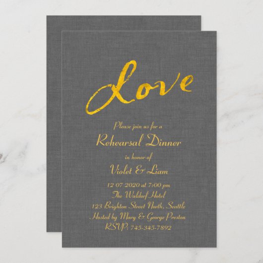 Liefde repetitie binnenuitnodiging voor grijze lin kaart (Voorkant / Achterkant)