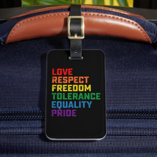 Liefde respect voor vrijheid tolerantie Gelijkheid Bagagelabel