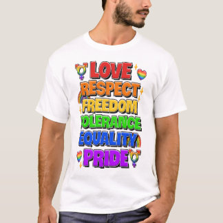 Liefde, Respect, Vrijheid, Tolerantie, Gelijkheid, T-shirt
