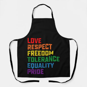 Liefde Respect Vrijheid Tolerantie Gelijkheid Trot Schort