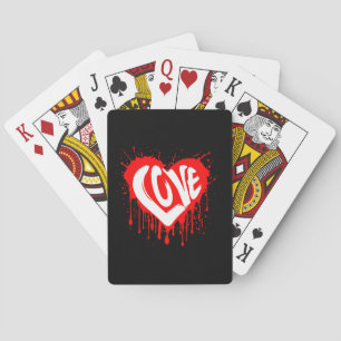 Liefde Retro Rode Hart Valentijn Wit Tekst Pokerkaarten